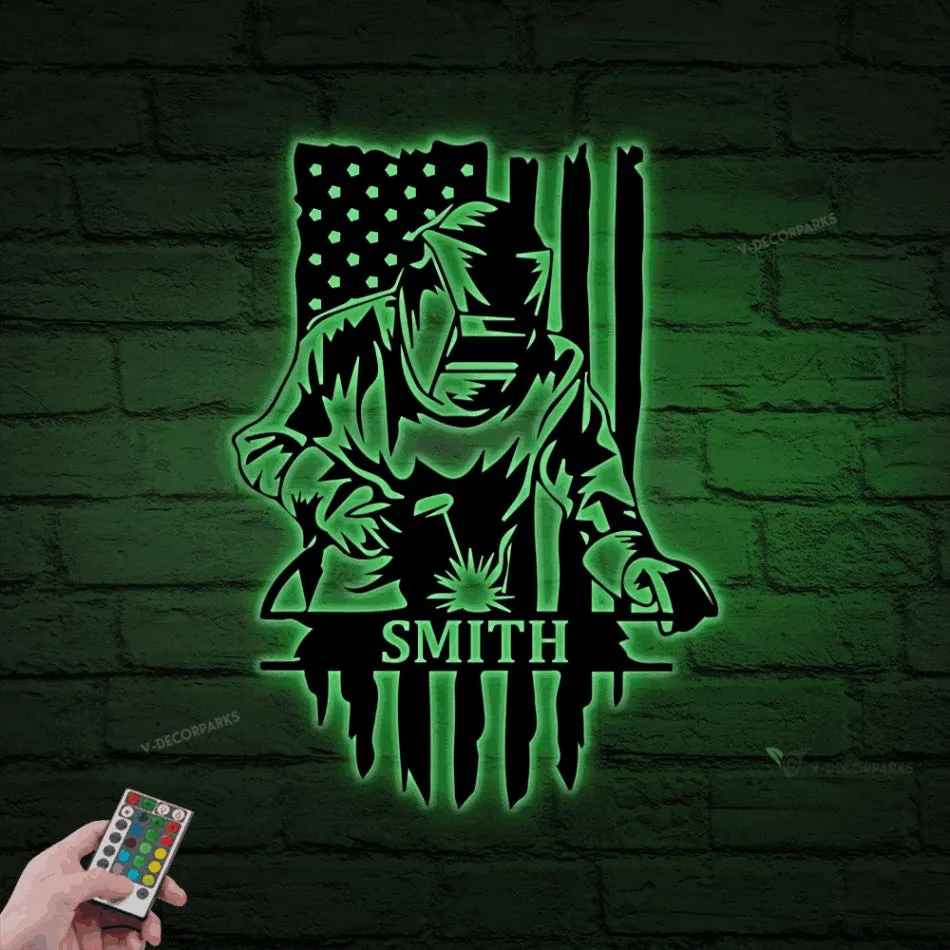 Personalized Welder Metal Sign With Led Lights, Custom Ironworker Wall Art For Home Decor, Father's Day Gift, Birthday Gift, Gift For Him