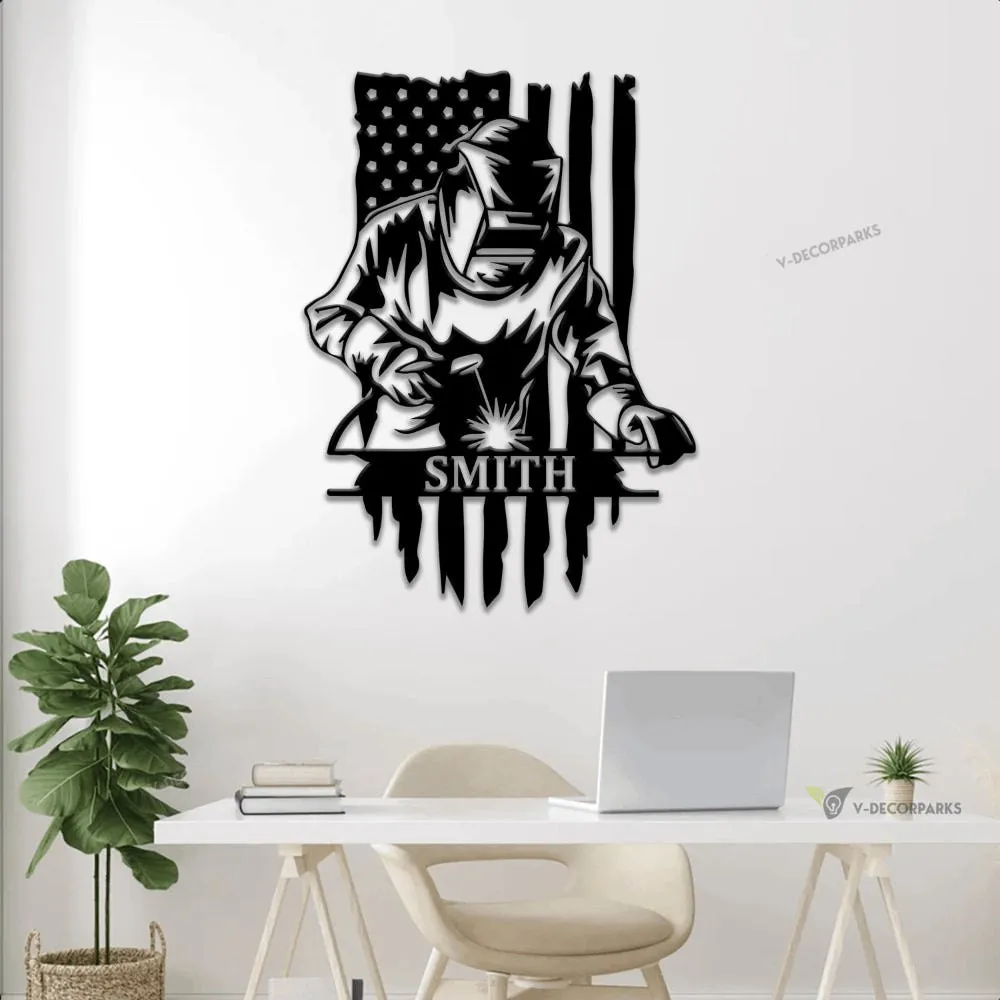 Personalized Welder Metal Sign With Led Lights, Custom Ironworker Wall Art For Home Decor, Father's Day Gift, Birthday Gift, Gift For Him