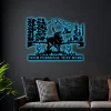 Personalized Wildlife Moose Mountain Landscape With Led Lights Metal Sign, Custom Nature Wall Art, Wolf Steel Sign Monogram