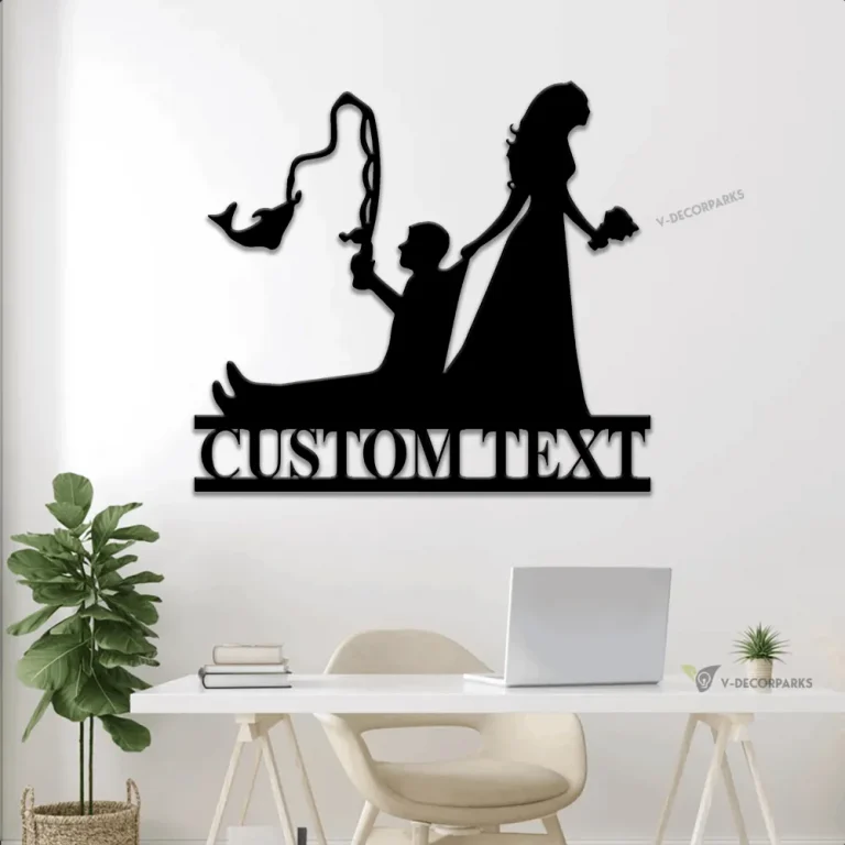 Personalized Wedding Fishing Couple Metal Sign Led Lights, Fisher Custom Metal Wall Art, Father Mother Day, Fishing Monogram, Gift For Couple