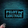 Pilot Lounge Metal Sign With Led Lights, Custom Pilot Metal Wall Art, Pilot Gift