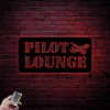 Pilot Lounge Metal Sign With Led Lights, Custom Pilot Metal Wall Art, Pilot Gift