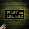 Pilot Lounge Metal Sign With Led Lights, Custom Pilot Metal Wall Art, Pilot Gift