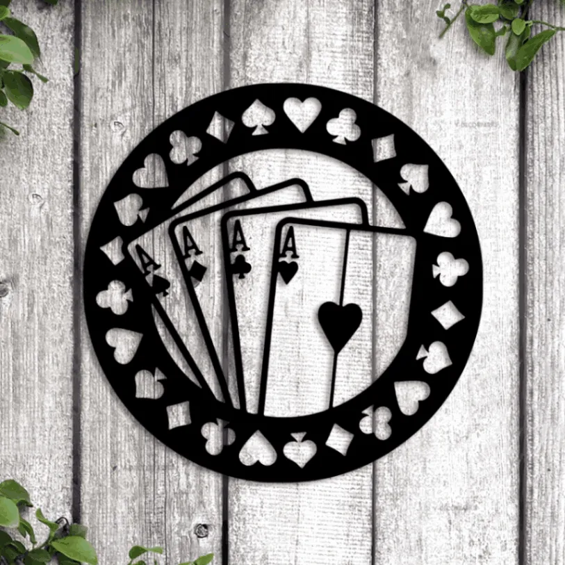 Poker Sign With Led Lights, Metal Poker Wall Art, Poker Cards Sign, Game Room Decor, Poker Room Sign, Poker Mancave Decor Poker Gift