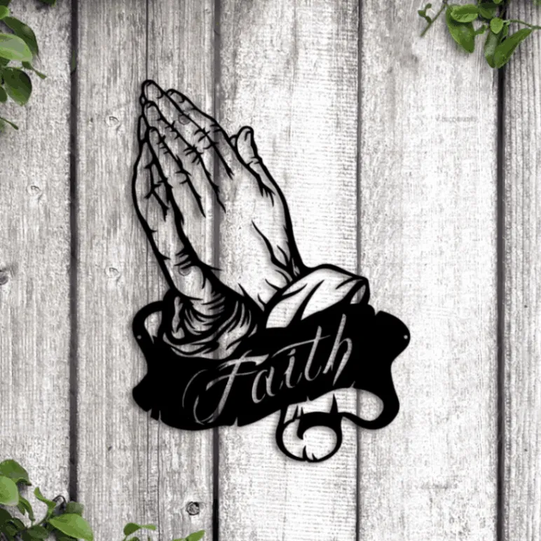 Prayer Sign With Led Lights, Pray Metal Wall Art, Faith Sign, Faith Wall Art, Faith Metal Sign, Home Decor, Christian Metal Art, Prayer Gifts