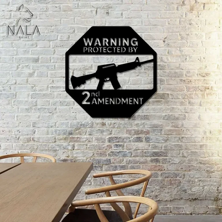 Warning Protected By 2nd Amendment Metal Sign, Outdoor Sign, Metal Wall Art Decor