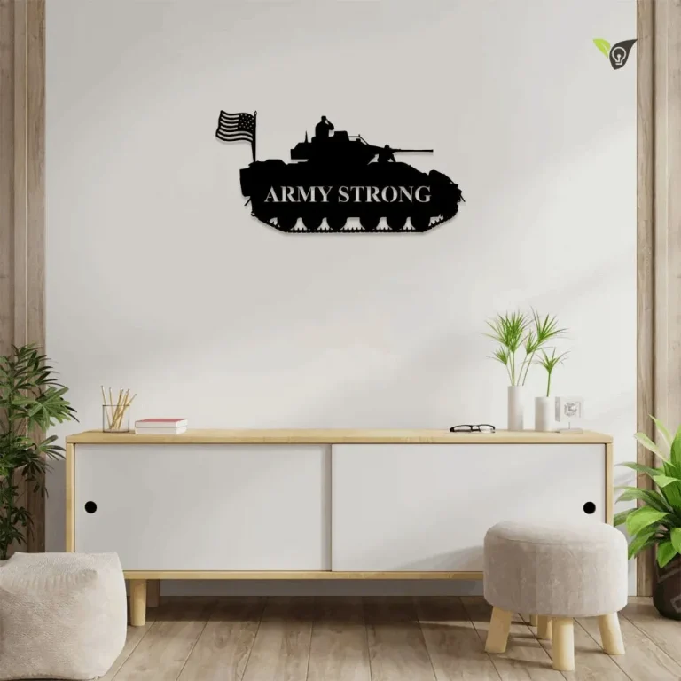 Us Army Tank Metal Sign With Colorful Led Light, Us Military Metal Wall Art, Us Marines, Army Veterans Gift