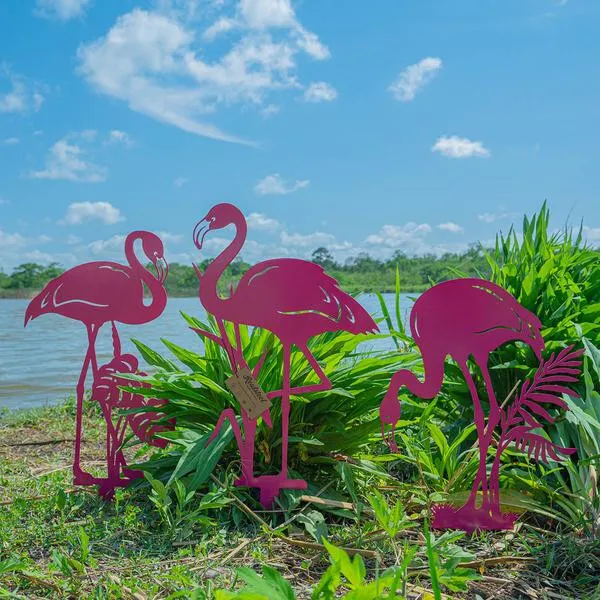 Garden Art - Flamingo 3 Pack, Cut Metal Sign, Metal Wall Art, Metal House Sign