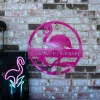 Flamingo Monogram, Cut Metal Sign, Metal Wall Art, Metal House Sign