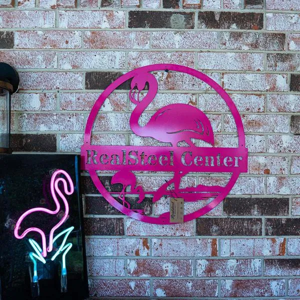 Flamingo Monogram, Cut Metal Sign, Metal Wall Art, Metal House Sign