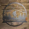Great Outdoors Bigfoot Monogram, Cut Metal Sign, Metal Wall Art, Metal House Sign