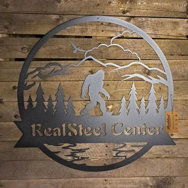 RealSteel-Great_Outdoors_Bigfoot_Monogram-In_Use_Dark_Wood_Wall_Tagged_V2-1200x1200_600x_ea2bbd9d-b417-43e8-8e36-e110132752d1.webp Great Outdoors Bigfoot Monogram, Cut Metal Sign, Metal Wall Art, Metal House Sign