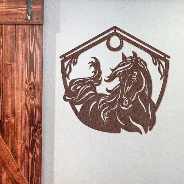 Horse And Barn Sign, Cut Metal Sign, Metal Wall Art, Metal House Sign
