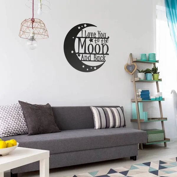 Love You To The Moon Wall Art - 2nd Ed, Cut Metal Sign, Metal Wall Art, Metal House Sign