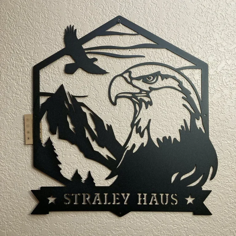 Majestic Bald Eagle Custom Family Name Metal Sign,metal Monogram Sign, Door Hanger, Metal Decorative Wall Art