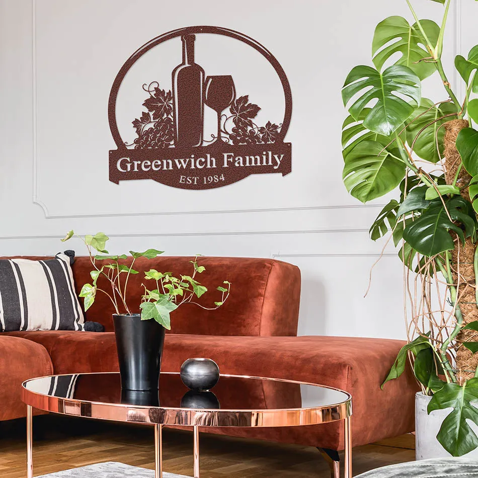 RealSteel-Winery_Monogram-In_Use_Living_Room-950x950_2000x_83f696fe-f42e-4ee2-9ba3-5cbf4e704d5d.webp Tuscany Wine Custom Family Name Metal Sign, Personalized Monogram Wall Metal Art