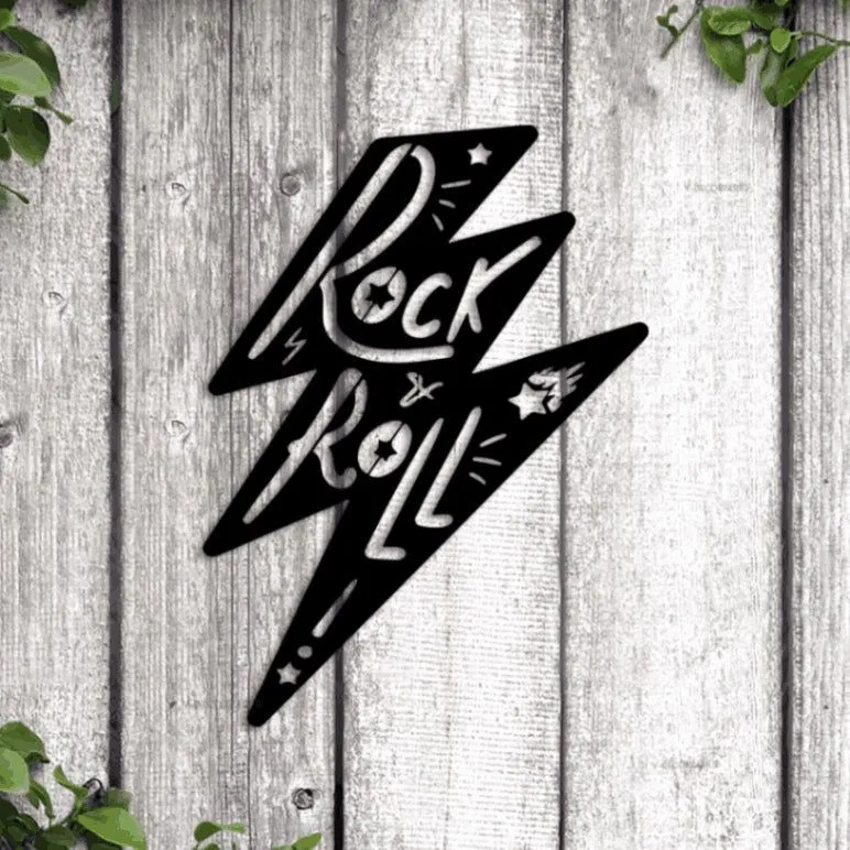 Rock N Roll Wall Art With Led Lights, Metal Rock And Roll Decor, Rock And Roll Sign, Rock Metal Sign, Rock Music Gift, Band Gifts, Rock Music Wall Art