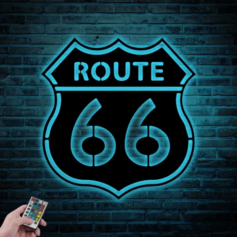 Route 66 Sign Led Lights, Route 66 Metal Sign, Route 66 Wall Art, Route 66 Metal Wall Art, Road Sign Decor, Dads Garage Sign, Route 66 Decor Man Cave