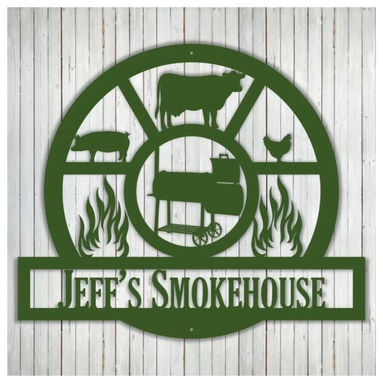 Custom Name Smokehouse Metal Sign Wall Decor, Metal Sign Outdoor