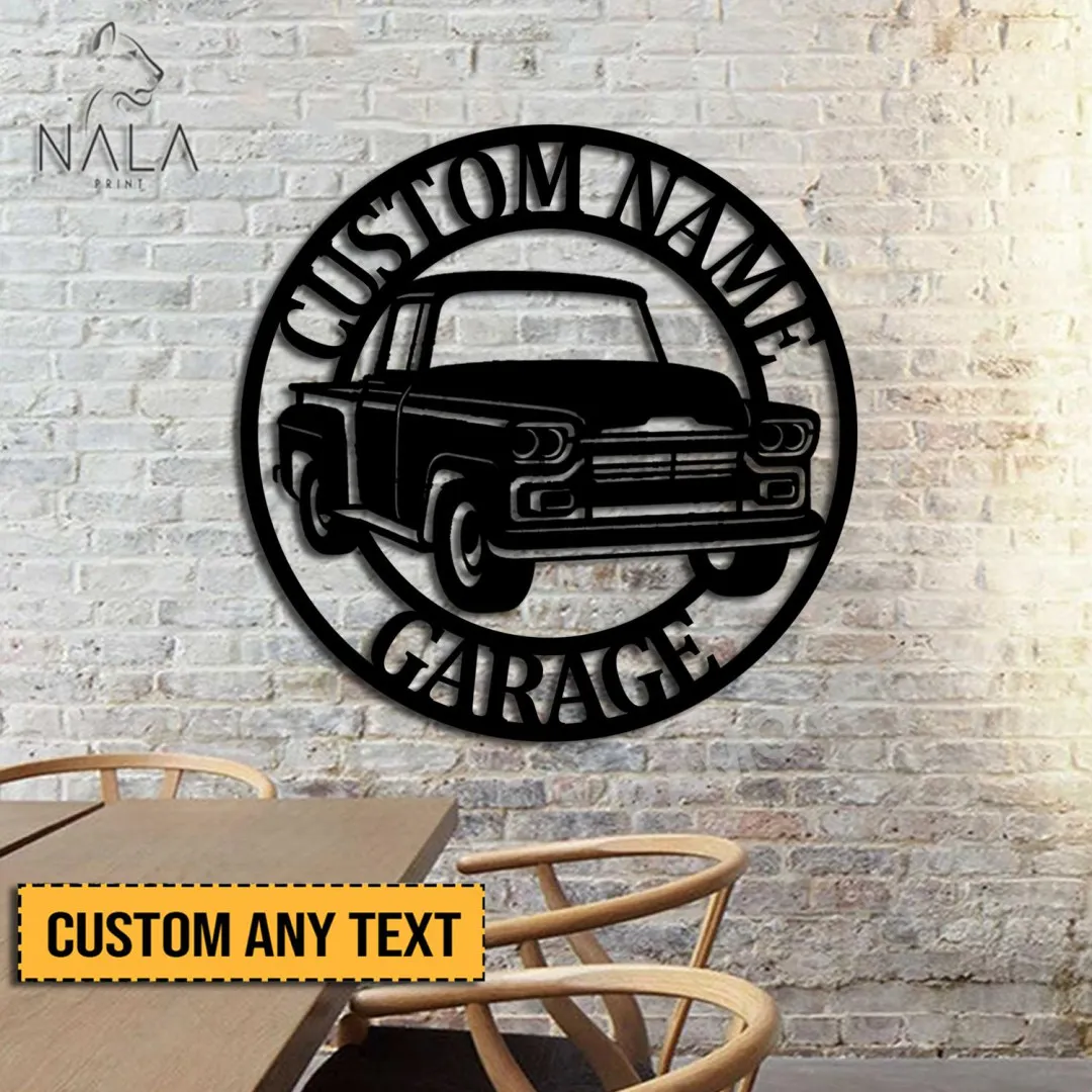 Personalized 1959 Pickup Truck Silhouette Wall Art, Custom Wall Hanging, Car Metal Sign, Gift For Car Lovers