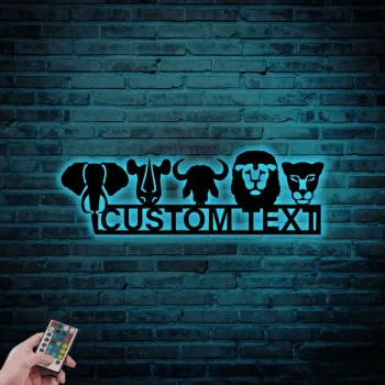 Safari Nursery Name Sign Led Lights, Nursery Metal Wall Art, Above Crib Decor, Boys Zoo Sign, Zoo Name Sign Wall Art, Baby Decor, Animal Nursery Sign
