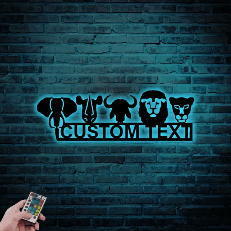 Safari Nursery Name Sign Led Lights, Nursery Metal Wall Art, Above Crib Decor, Boys Zoo Sign, Zoo Name Sign Wall Art, Baby Decor, Animal Nursery Sign