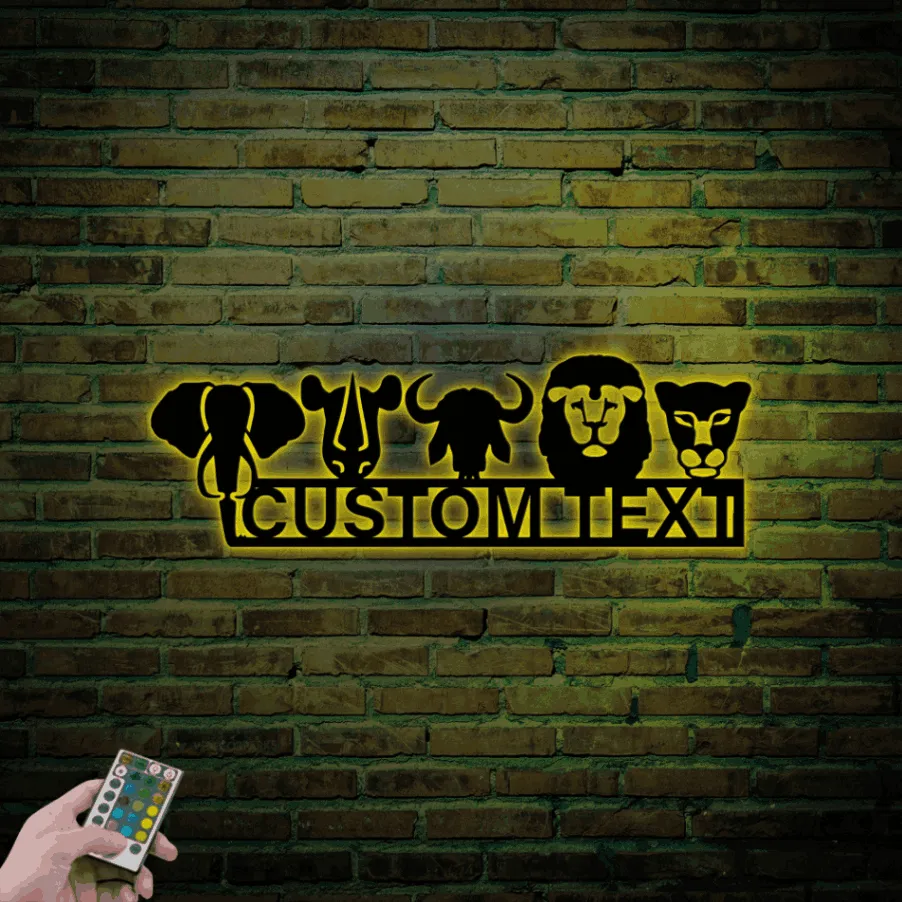 Safari Nursery Name Sign Led Lights, Nursery Metal Wall Art, Above Crib Decor, Boys Zoo Sign, Zoo Name Sign Wall Art, Baby Decor, Animal Nursery Sign
