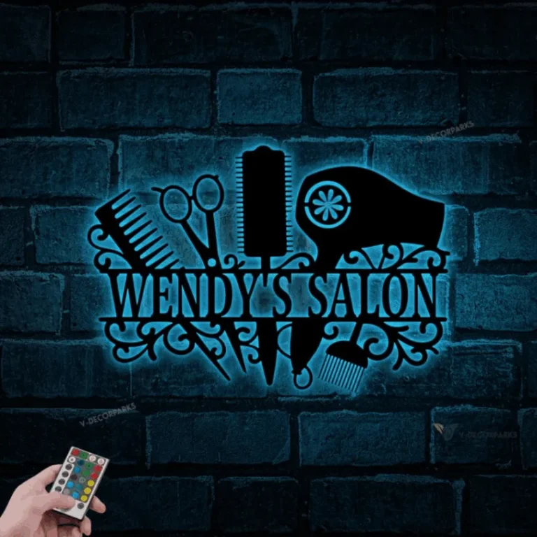 Custom Beauty Salon Sign With Led Lights, Personalized Hair Salon Sign ...