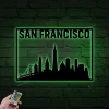 San Francisco Skyline Metal Wall With Led Lights, Usa Metal Wall Art, Rgb City Scene Wall Decor, New Home Gift, San Francisco Landscape