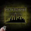 San Francisco Skyline Metal Wall With Led Lights, Usa Metal Wall Art, Rgb City Scene Wall Decor, New Home Gift, San Francisco Landscape