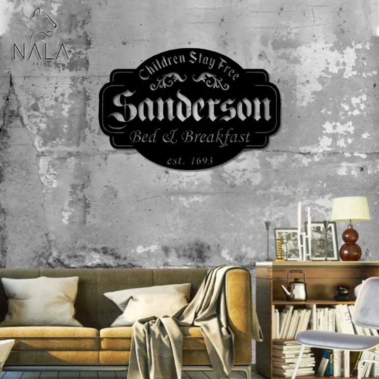 Sanderson Bed & Breakfast Children Stay Free Metal Sign, Wall Art Decor, Metal Wall Hanging, Modern Home Decor, Metal Wall Art