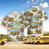 Tropical School Bus Hawaiian Shirt For Men Women, Bus Summer Beach Shirt, Tropical Hawaiian Aloha Shirt, Back To School Button Down Short Sleeve Shirt