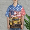 School Bus Hawaiian Shirt For Men Women, School Bus Summer Beach Shirt, American Flag 3d Aloha Shirts, Back To School Button Down Short Sleeve Shirt