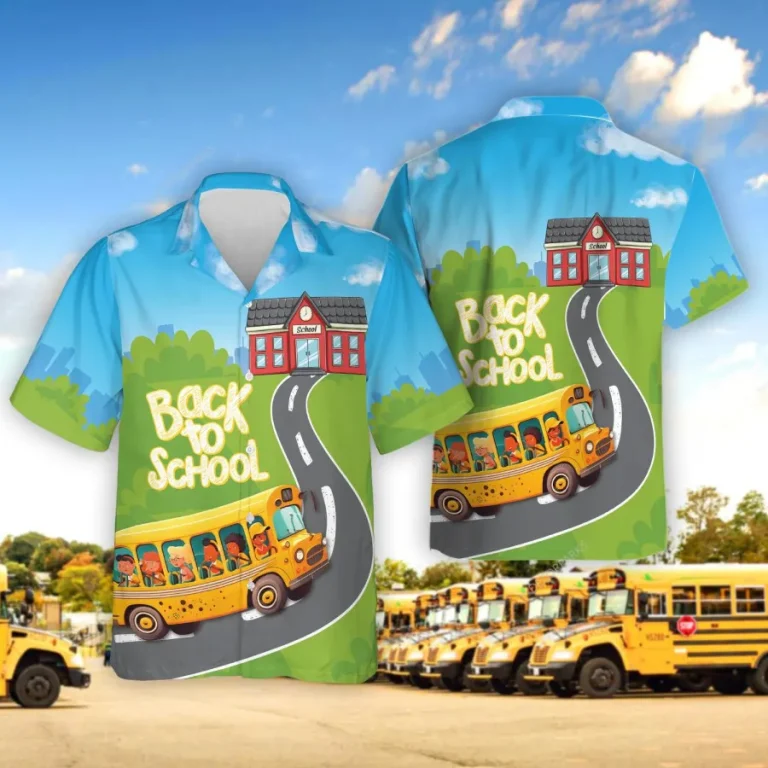 Back To School Hawaiian Shirt For Men Women, School Bus Summer Beach Shirt, School Bus Aloha Shirts, Back To School Button Down Short Sleeve Shirts
