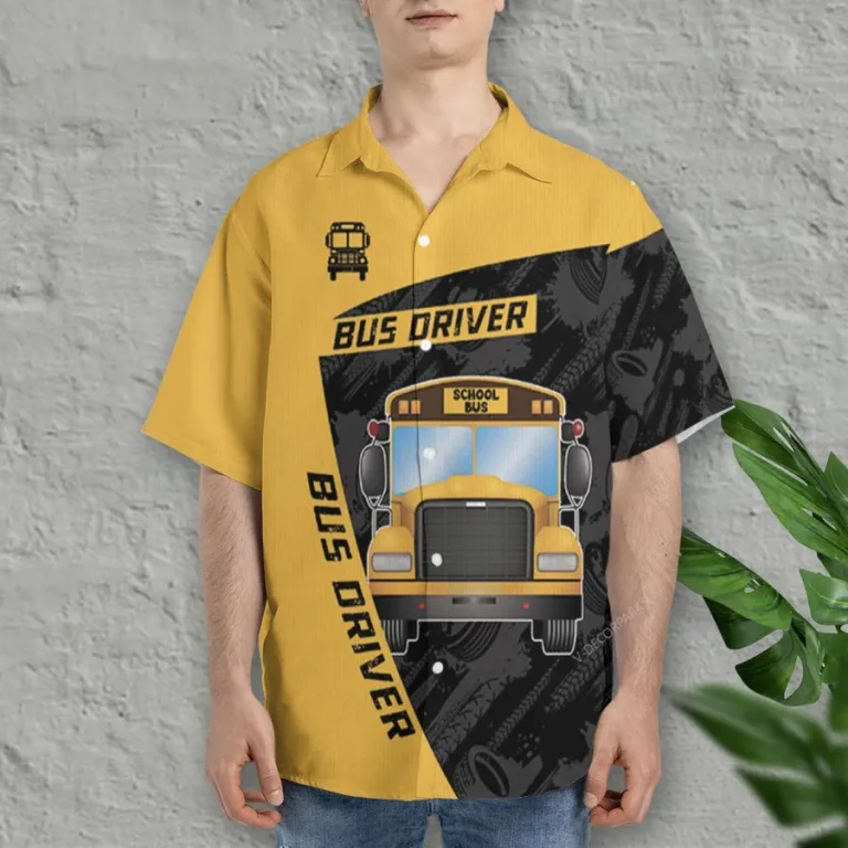 Bus Driver 3d Hawaiian Shirt For Men Women, School Bus Summer Beach Shirt, Tropical Hawaiian Aloha Shirt,back To School Button Down Short Sleeve Shirt