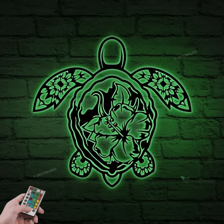 Sea Turtle Metal Sign With Led Lights, Sea Turtle Metal Sign, Sea Turtle Gifts, Sea Turtle Wall Art, Coastal Decor, Beach House, Ocean Decor