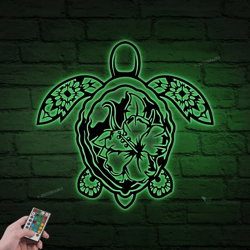 Sea Turtle Metal Sign With Led Lights, Sea Turtle Metal Sign, Sea Turtle Gifts, Sea Turtle Wall Art, Coastal Decor, Beach House, Ocean Decor