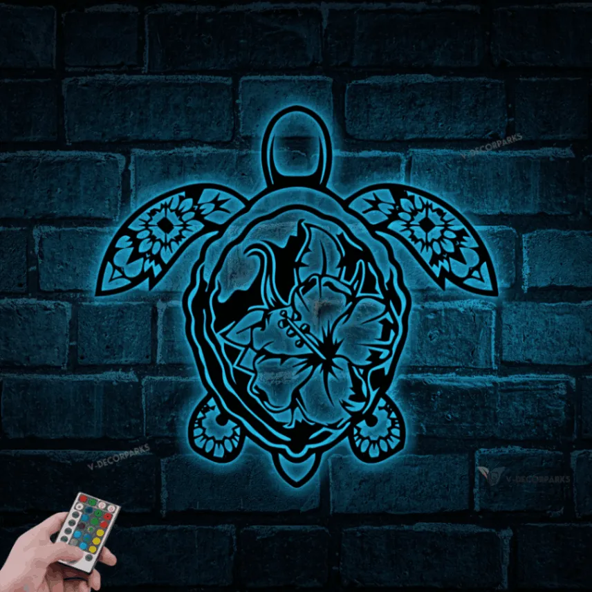 Sea Turtle Metal Sign With Led Lights, Sea Turtle Metal Sign, Sea Turtle Gifts, Sea Turtle Wall Art, Coastal Decor, Beach House, Ocean Decor