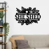 Floral Design She Shed Cut Metal Wall Decor, Her Place Wall Art, Perfect Gift For Her