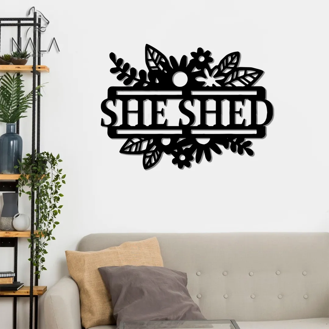 She-shed3_d0d5ffdd-7432-4d3e-b82b-80cf362667dc.webp Floral Design She Shed Cut Metal Wall Decor, Her Place Wall Art, Perfect Gift For Her