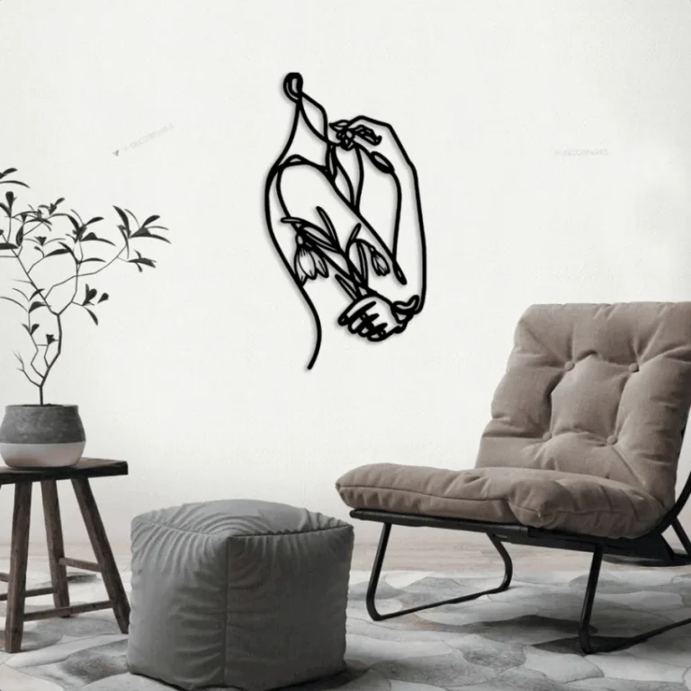 Snowdrop Flower Female Line Art Metal Sign Led Lights, January Birthday Sign Home Decor Minimalist Abstract Art Nursery Decoration