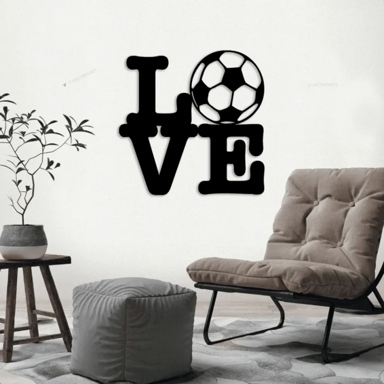 Soccer Love, Metal Wall Sign With Led Lights, Bedroom Decor, Bedroom Door Art, Christmas Gift, Hobbies Gift, Husband Gifts, Kids Birthday Gift