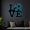 Soccer Love, Metal Wall Sign With Led Lights, Bedroom Decor, Bedroom Door Art, Christmas Gift, Hobbies Gift, Husband Gifts, Kids Birthday Gift