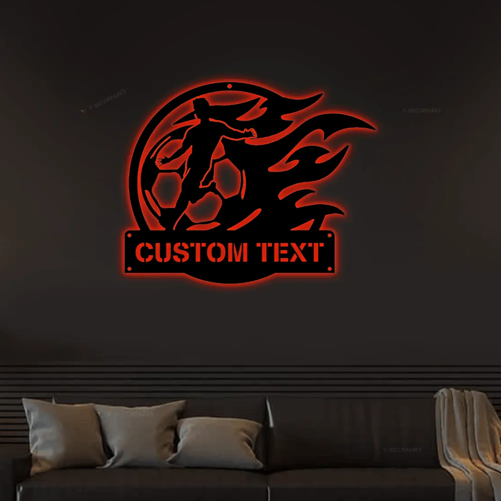 Soccer Name Sign With Led Lights, Nursery Decor, Personalized Metal Sign, Metal Name, Personalized Name Sign, Metal Name Sign, Kids Name Sign, Sports