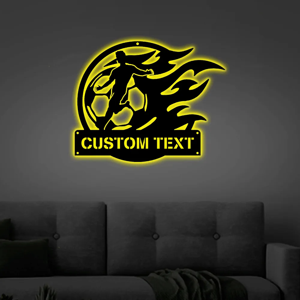 Soccer Name Sign With Led Lights, Nursery Decor, Personalized Metal Sign, Metal Name, Personalized Name Sign, Metal Name Sign, Kids Name Sign, Sports