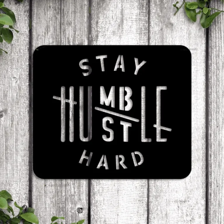 Stay Humble Hustle Hard Sign Led Lights, Hustle Metal Wall Decor, Stay Humble Wall Art, Work Hard Motivational Sign, Home Gym Sign, Gym Metal Sign Art