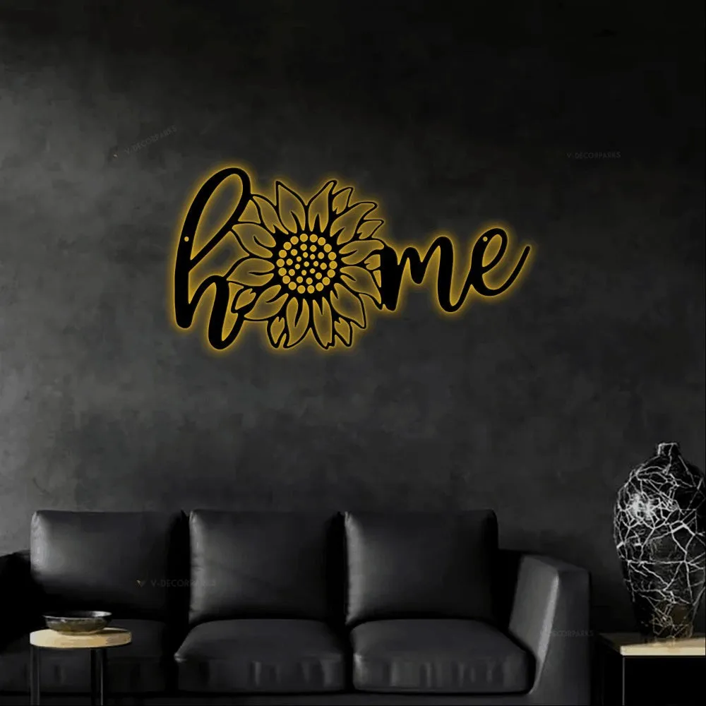 Sunflower Metal Sign With Led Lights, Sunflower Home Decor, Flower Metal Decor, Living Room Decor, Sunflower Metal Wall Art, Sunflower Gift