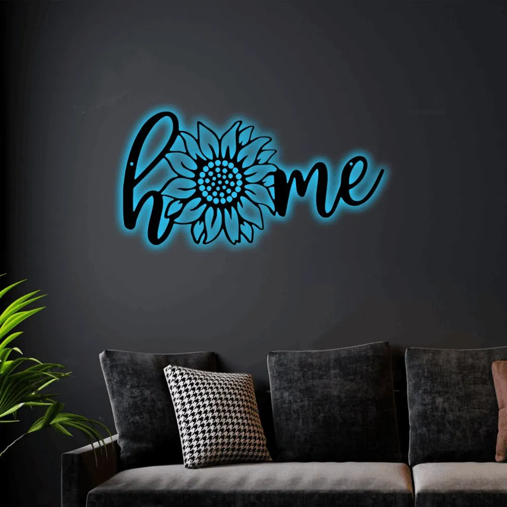 Sunflower Metal Sign With Led Lights, Sunflower Home Decor, Flower Metal Decor, Living Room Decor, Sunflower Metal Wall Art, Sunflower Gift