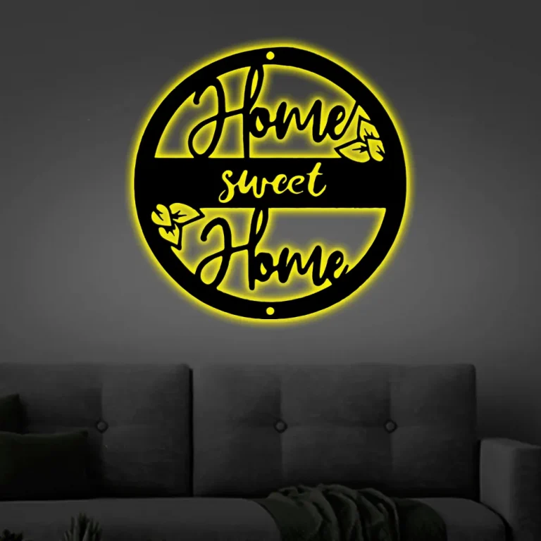 Led Lights, Sweet Home Steel Sign, Laser Cut Outdoor Welcome Sign Custom Garage Wall Hanging Decor Housewarming Gift Door Hanger