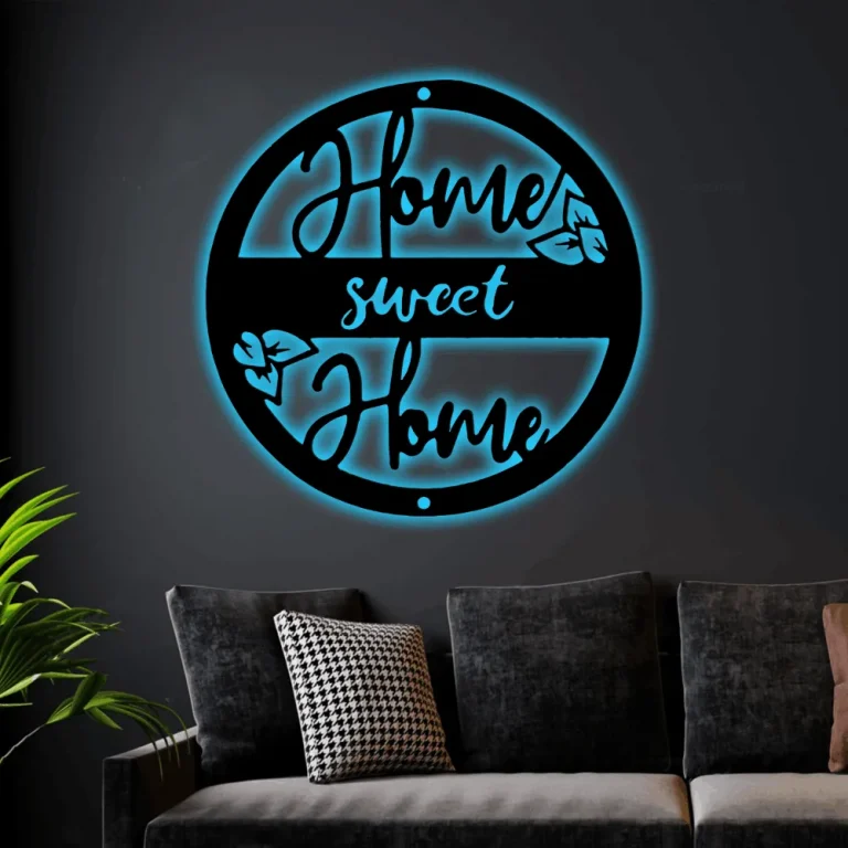 Led Lights, Sweet Home Steel Sign, Laser Cut Outdoor Welcome Sign Custom Garage Wall Hanging Decor Housewarming Gift Door Hanger